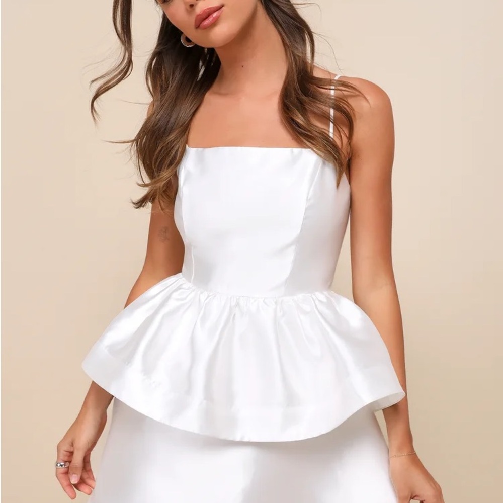 Elegant White Peplum Top